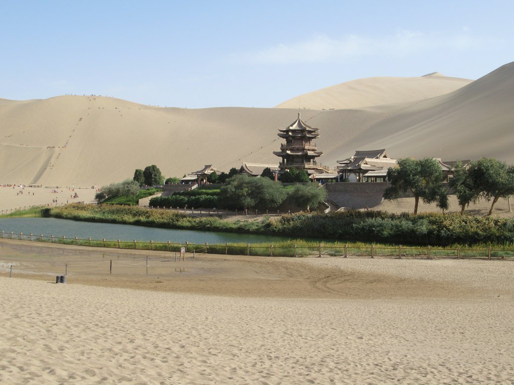 Crescent Lake among the dunes at Dunhuang